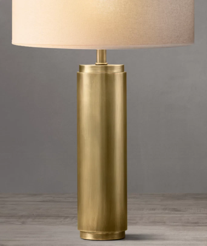 Цилиндрическая настольная лампа для колонн под правую руку Restoration Hardware — полированная латунь - Изображение 2 из 4