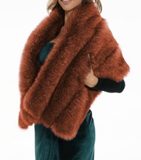Luxury Faux Fur Shawl, Winter Fur Coat Wedding Stole Wraps For Evening Dresses