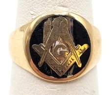 10K Gold Masonic Ring Size 6 DAMAGE PRESENT