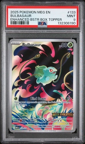 2025 Pokemon Meg En Mega Bulbasaur Enhanced Booster Topper #133 PSA 9 Mint