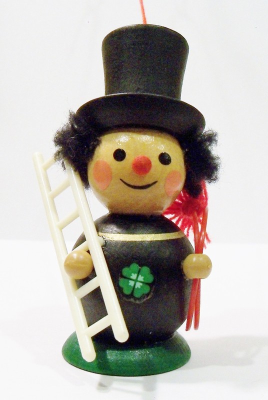 Steinbach Germany Lucky Chimney Sweep Ladder Brush Wooden Wood Vintage Ornament