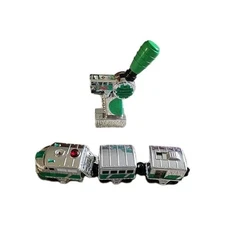 Geotrax Clover Express Remote Control Train Both Cars Chrome Green Tested Work 2