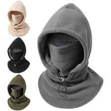 Winter Fleece Hood Face & Neck Protection,One-piece Flannel Warm Face Shield Hat