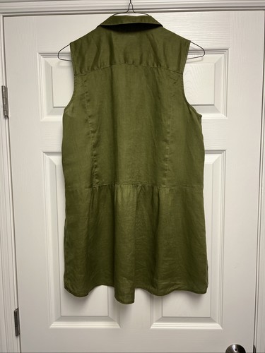 J. Jill Love Linen Green Peplum Back Tunic Sleeveless L Tall EUC - Picture 7 of 10