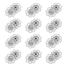 20 Sets Hollow Flower Snap Buttons, Press Buttons 21mm, Silver