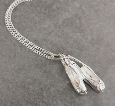 925er Silber-Anhänger Ballettschuhe Ballett mit Panzerkette 45 cm K046