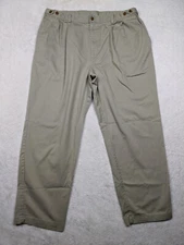 Farah Stretch Mens 40x30 Gray Chino Pleated Pants Tapered High Rise