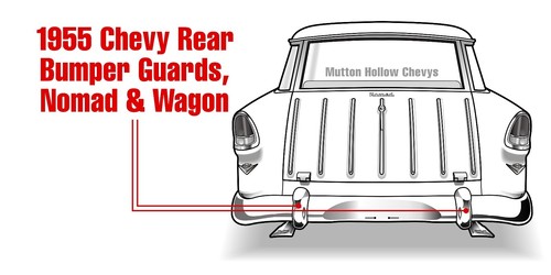 55 Chevy Rear Bumper Guards Nomad & Wagon 1955 Chevrolet New - Picture 2 of 5