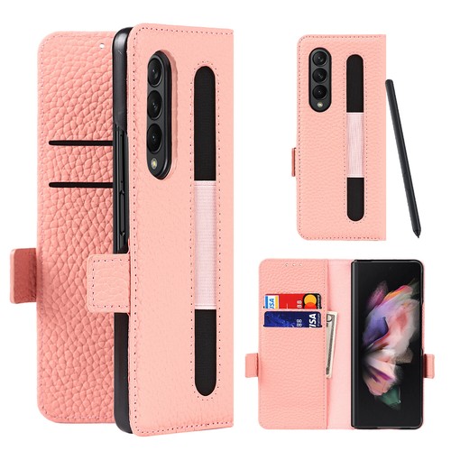 Real Leather Flip Wallet Case with Pen slot for Samsung Galaxy Z Fold 3 4 5 5G - Picture 14 of 24