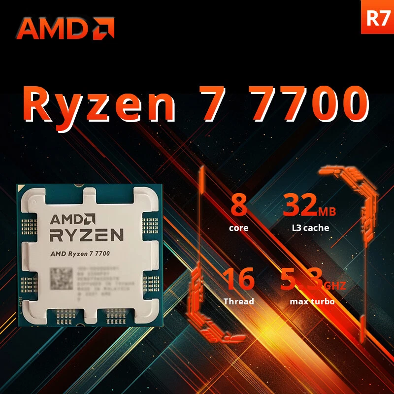 AMD Ryzen 7 7700 CPU Tray AM5 3.8GHz 8Core 16Thread L3 Cache 32MB Sockel - Immagine 3 di 4