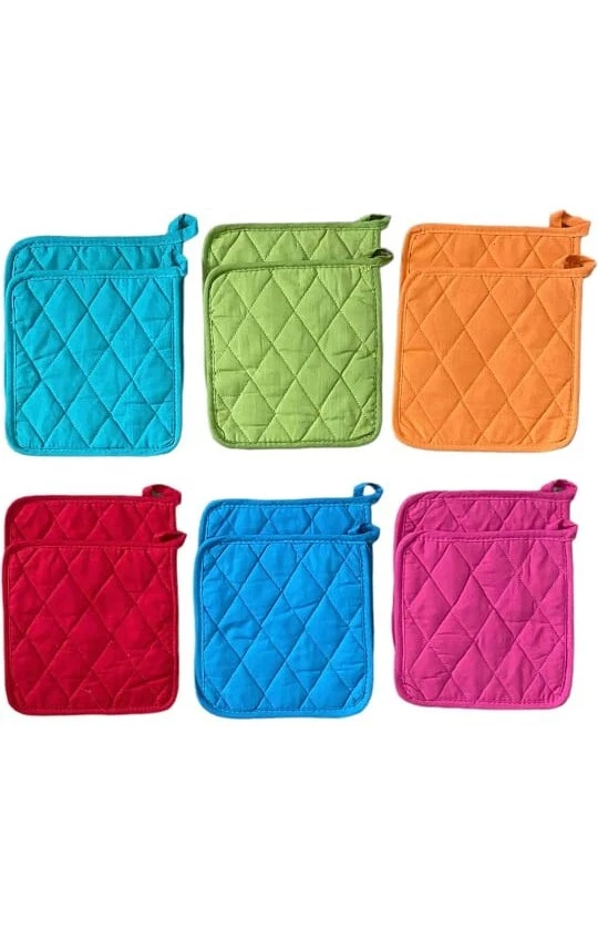 Potholder Pack of 12 - Heat Resistant Cotton 8x8 Kitchen Linens Multi Colors - Image 4 of 4