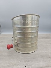 Vintage PERFECT Flour Sifter, 5 Cup, Red Wood Crank Handle