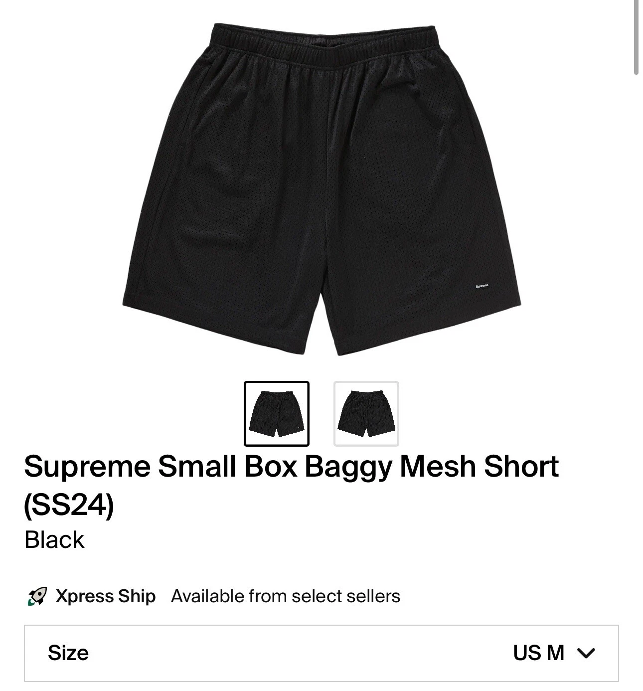 Supreme Small Box Logo Baggy Mesh Short SS24 TAILLE MOYENNE   NOIR   FLAMBANT NEUF