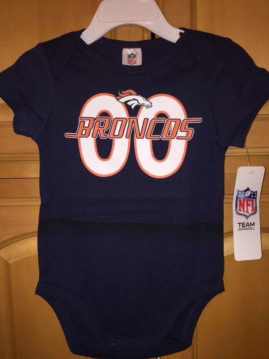 NWT NFL DENVER BRONCOS Navy Jersey Look Infant One Shirt Outfit 00 18 Months