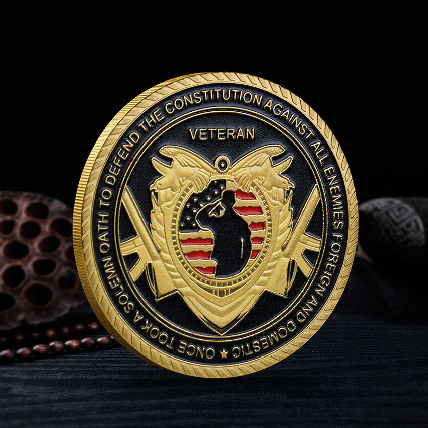 10 PCS Iron Coin Gold Veteran Collection Plating Decoration Commemorative U.S.