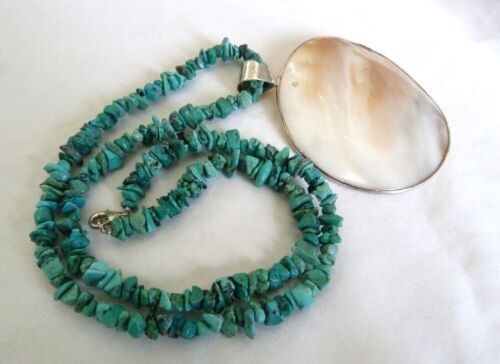 JAY KING MINE FINDS DTR HUGE BLISTER PEARL TURQUOISE STERLING SILVER NECKLACE - Bild 6 von 7