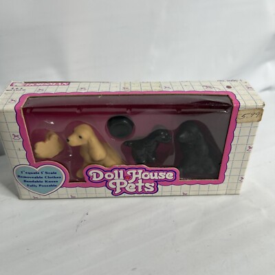 Vintage 90s Horsman Doll House Family Pets 4 Dog Set NIB 1992