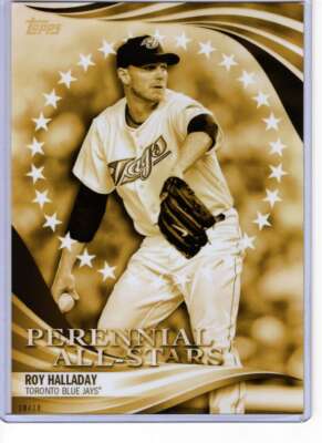 Roy Halladay 2019 Topps Update Perennial All-Stars 5x7 Gold #PAS-40 /10 Blue Jay