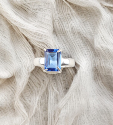 Blue Tanzanite Gemstone Handmade 925 Sterling Silver Jewelry Gift Ring ...