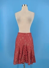 Alexis Small Braxten Lace Flared Godet Skirt Pink Salmon Hi-Low Hem