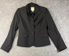 J Crew Blazer Womens Size 0 100 Wool Black Two Button Career Wear