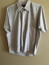 Manhattan Shirtmakers SS Blue  White Stripe Shirt, Mens 16 1/2