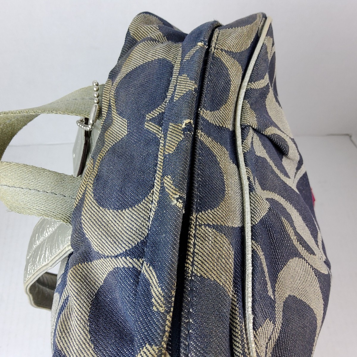 COACH バッグ Coach 77171 Signature Blue Denim Silver Backpack Bookbag | eBay