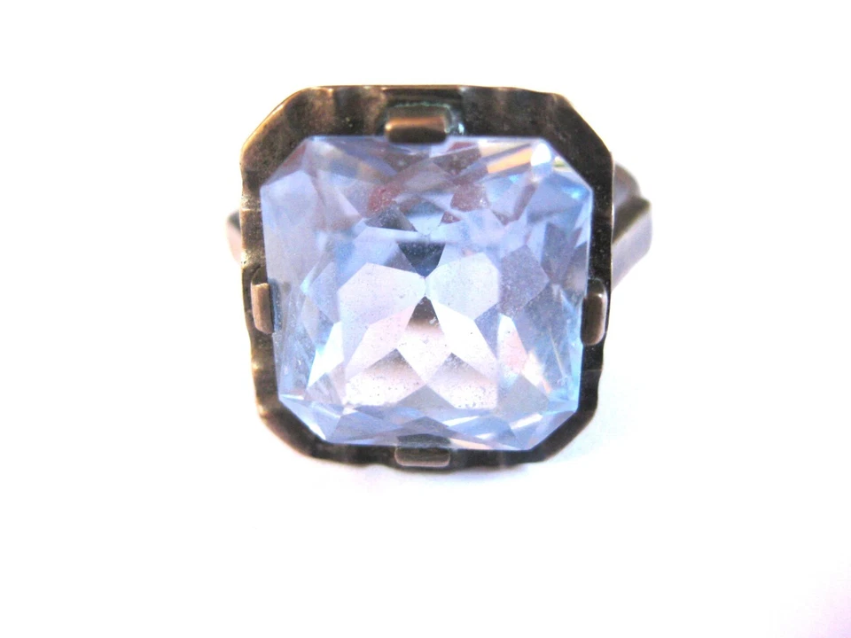 Antico Anello Argento 830 Con Topazio Blu, 4,31 G - Immagine 2 di 3