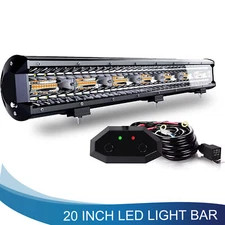 20inch 126W Led Light Bar Spot Flood Combo Strobe Driving For Pickup + Wiring