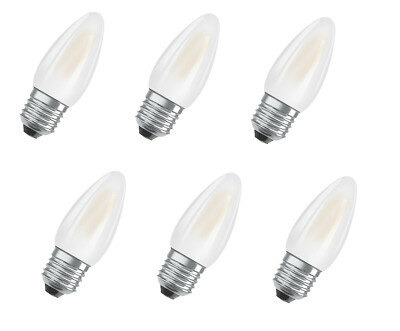6x OSRAM LED Star Classic Kerze E27 2,8W=25W warmweiß EEK: F (Spektrum A bis G)
