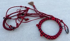 Red CHARRO CABRESTO BOSALILLO, COTTON HANDMADE CHARRO BOSAL REINS SET