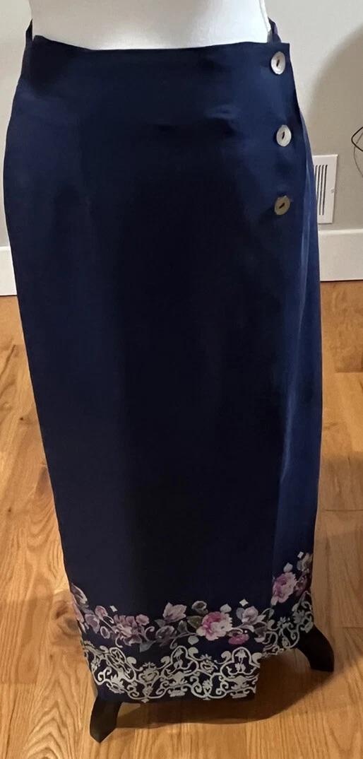 Navy blue top pencil wrap skirt