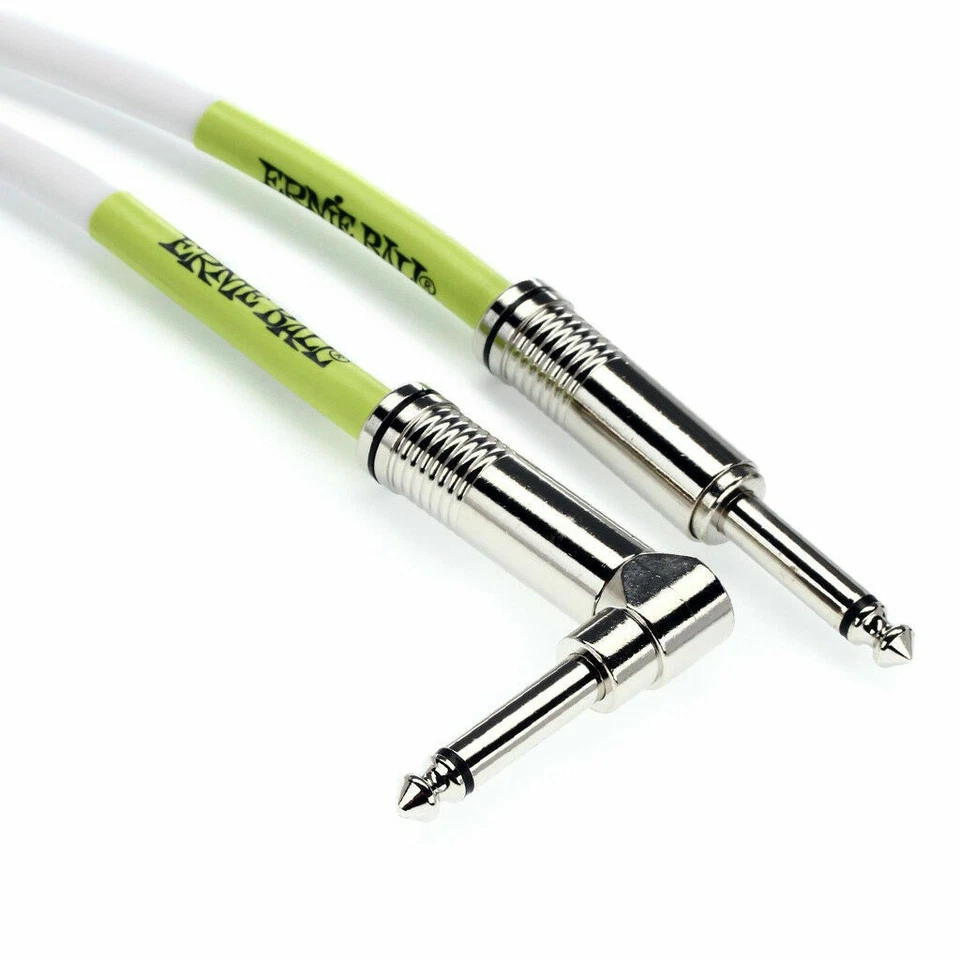 **ERNIE BALL 10' GUITAR/BASS INSTRUMENT CABLE(WHITE) - STRAIGHT TO RIGHT ANGLE** - Image 2 of 3