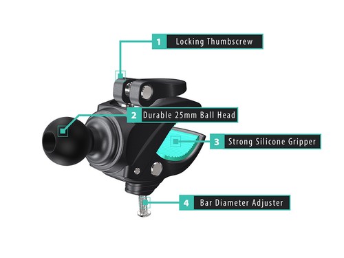 Montaje de pinza de manillar universal para motocicleta Ultimateaddons con bola de 25 mm - Imagen 2 de 8
