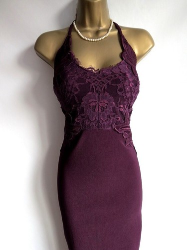 Brand new Lipsy purple lace halter bodycon dress size 14 - Picture 4 of 5