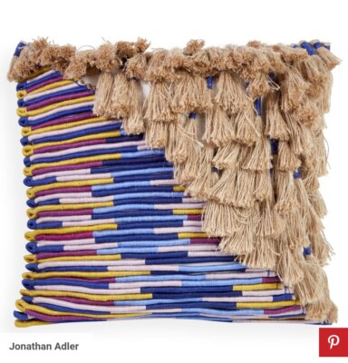 Jonathan Adler Topanga Corded Throw Pillow With Tassels & Embroidered Detail   1