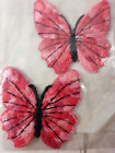2 Butterflys Embroidered Applique Sew-on 2" Pink Vintage Swiss Maid Emblems Nj
