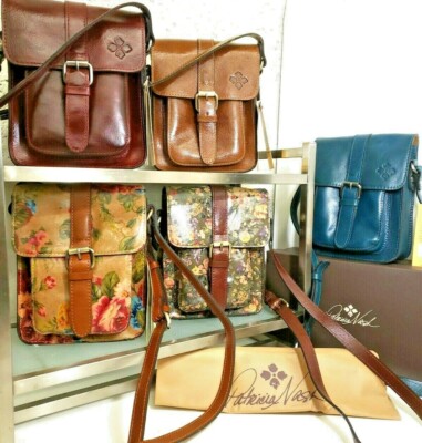 PATRICIA NASH small purse 7''x9''x3 CASCINA Leather Adjustable Crossbody Bag NEW