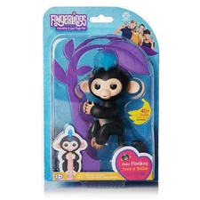 New Fingerlings Finn Interactive Happy  Baby Monkey Black Blue