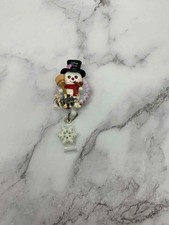 Christmas Snowman Clay Badge Reel, Medical Staff Gift, Retractable Badge Reel