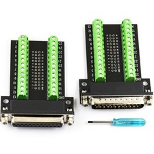 2pcs DB25 Breakout Board Female Male RS232 D-SUB Connector to Screw Terminal 3.8