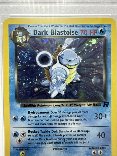 Pokémon TCG Team Rocket Dark Blastoise Holo  3/82 Beautiful CANNON SWIRL🌀 PSA 8