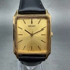 Seiko Tank Watch Men 25mm Champagne Dial Gold Tone 7N01-5180 New Battery Vintage
