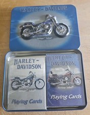 Harley Davidson Tin & Playing Cards Springer Softail 2001 Sealed Decks