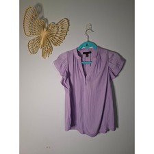 Banana Republic Lavender Purple Flutter Sleeve Blouse Petite XS Split Neck Top