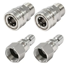 Pressure Washer Adapter Set With Swivel M22 14mm To 3/8" Quick Connect Stainless