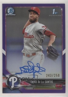 2018 Bowman Chrome Prospect Purple Refractor /250 Enyel de los Santos Auto 03cc