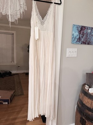 Jonathan Simkhai White Lace V-Neck Maxi Slip Dress Sleeveless Size 6 Z1093-F
