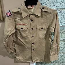 Boy Scout BSA UNIFORM Tan SHIRT Youth Large Long Sleeve J78