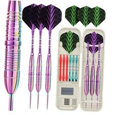 Darts Metal Tip Set, 3 Pack Steel Tip Darts 21.5g Hard Needle  Colorful Purple